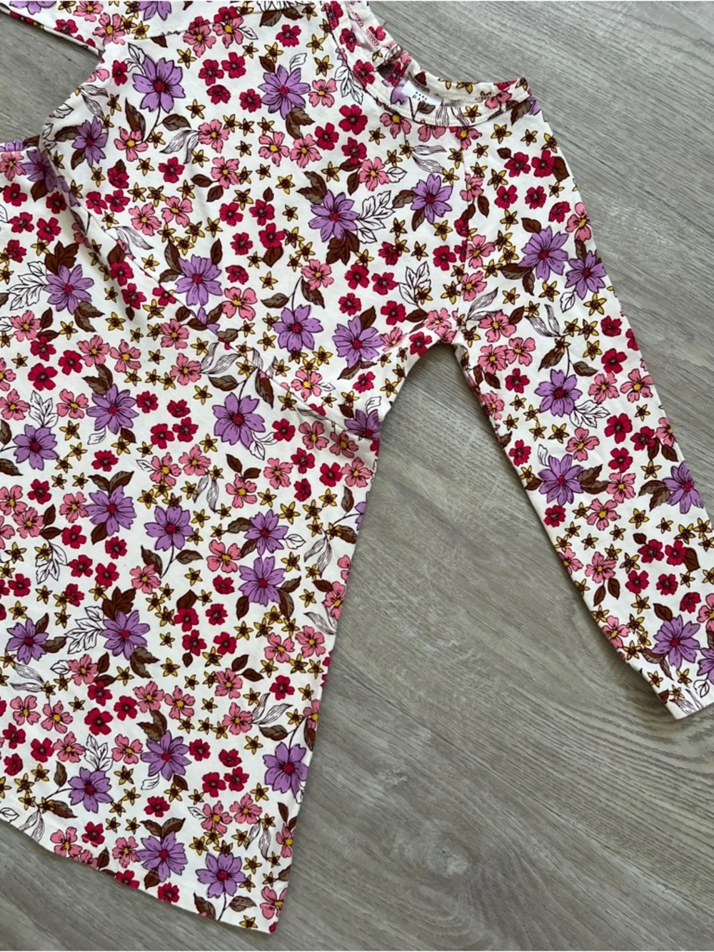 🌵3/$20 Baby Gap Floral Dress Girls Size 5 Pink Purple Long Sleeve Skater Twirl